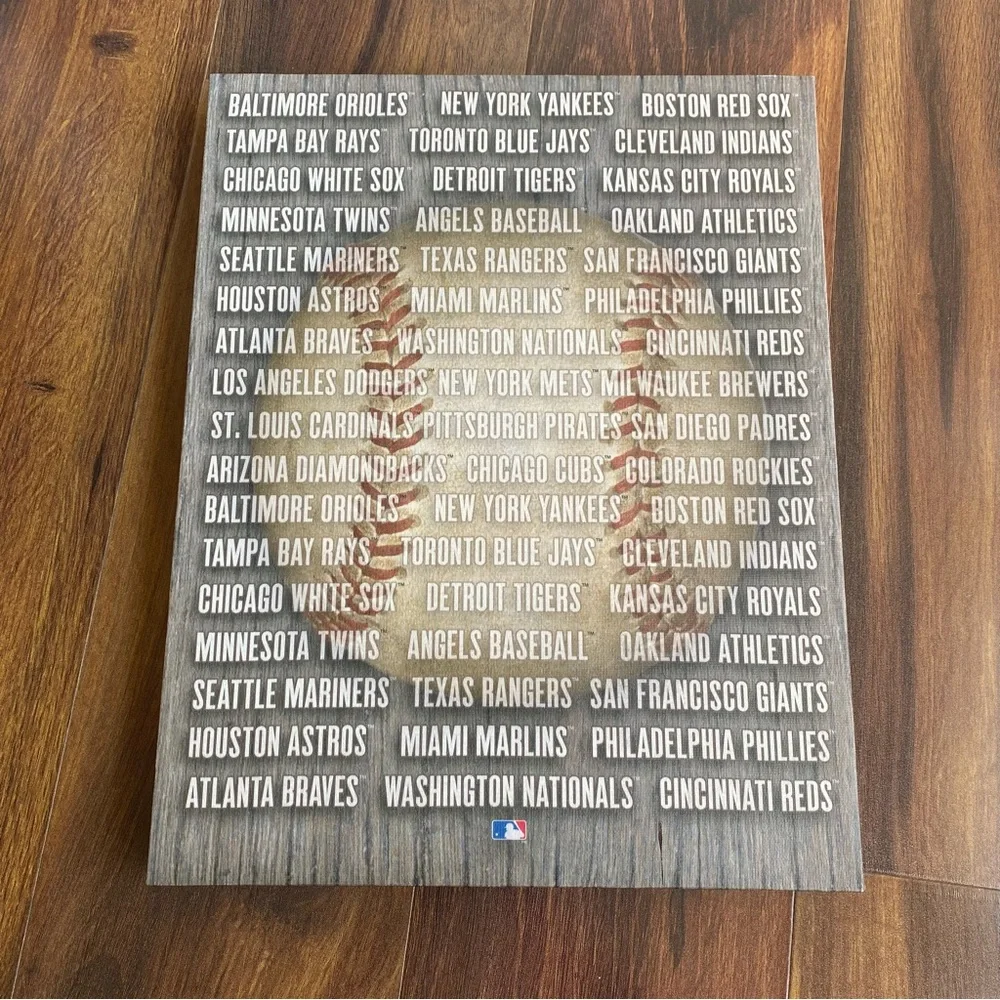 Artissimo MLB Major League Baseball Canvas Print All Teams Spell Out